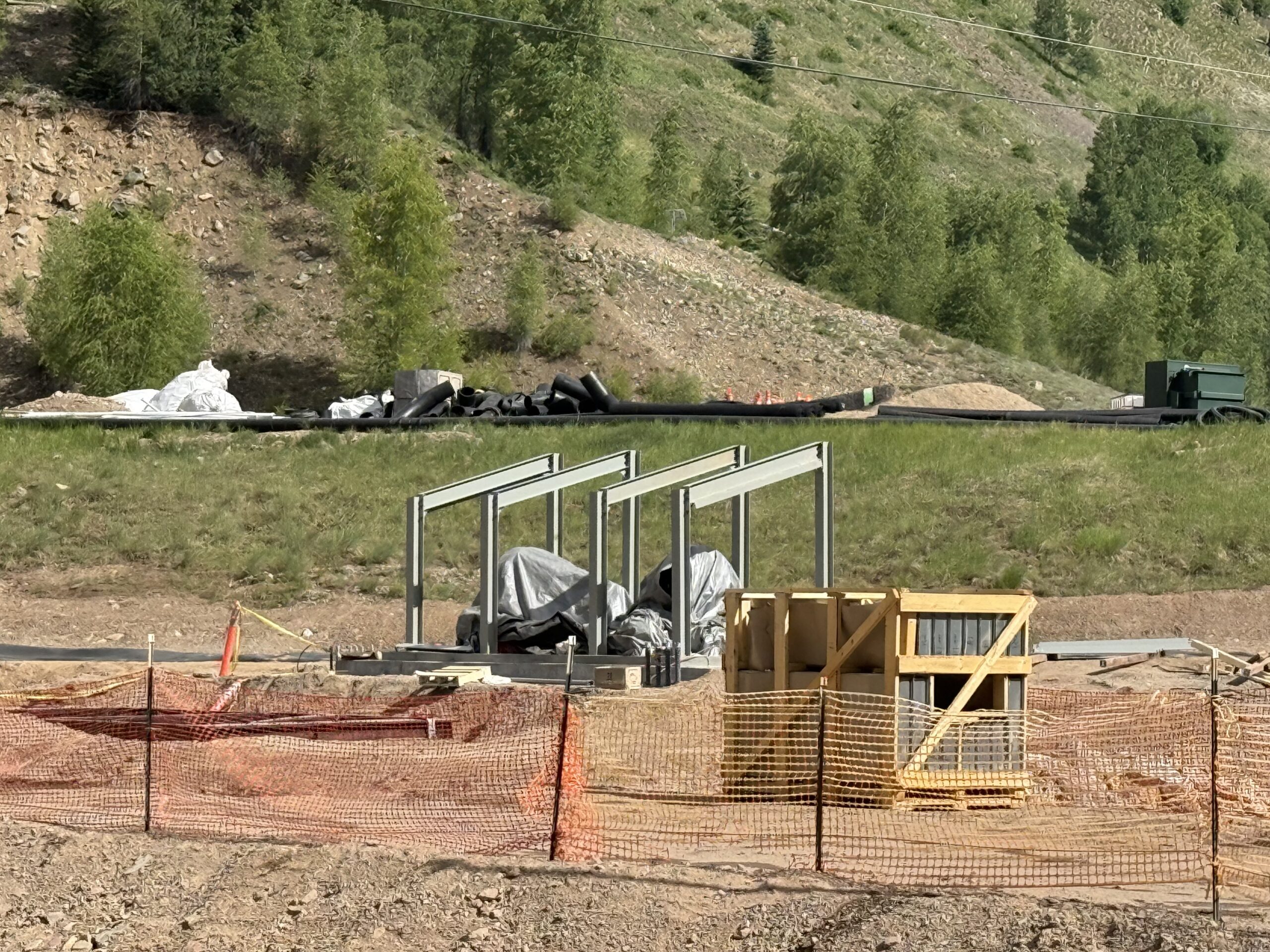 Structural steel mezzanine framing inside the Rico, Colorado water infrastructure facility