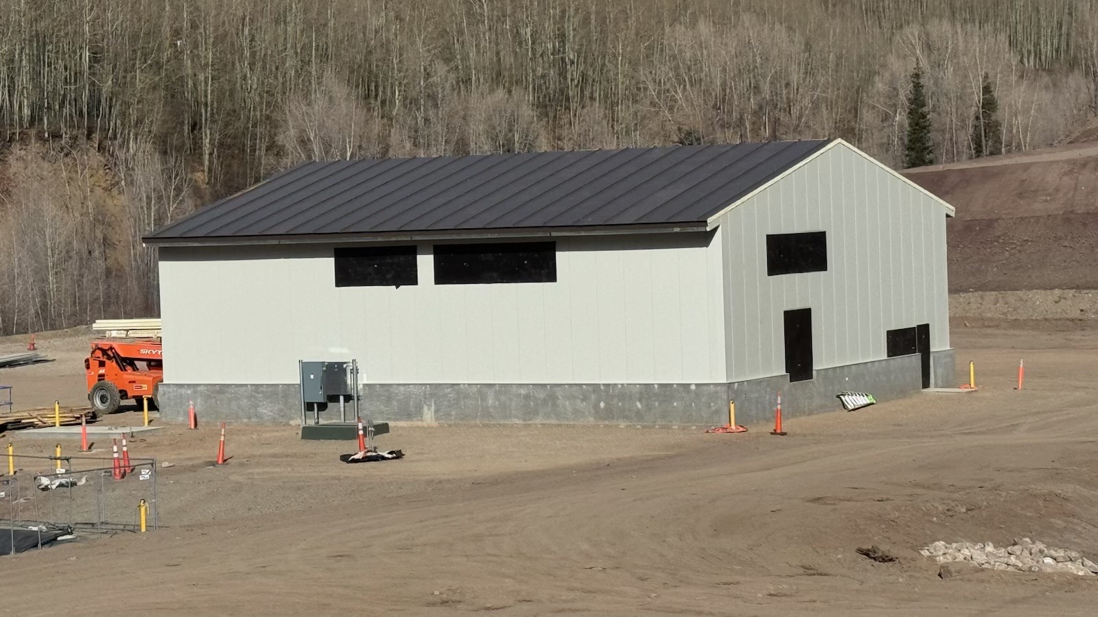 Finished steel barndominium exterior in Colorado